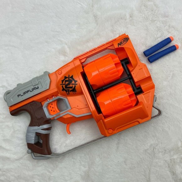 Nerf Flipfury Zombie Strike 12 Dart Blaster Duel Flipping Drums Tested & Works - Picture 1 of 9